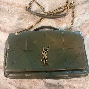 Saint Laurent Dark Green Quilted Shoulder Bag
